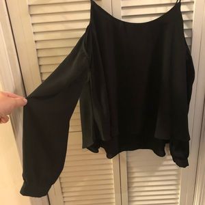 black chiffon cold shirt top